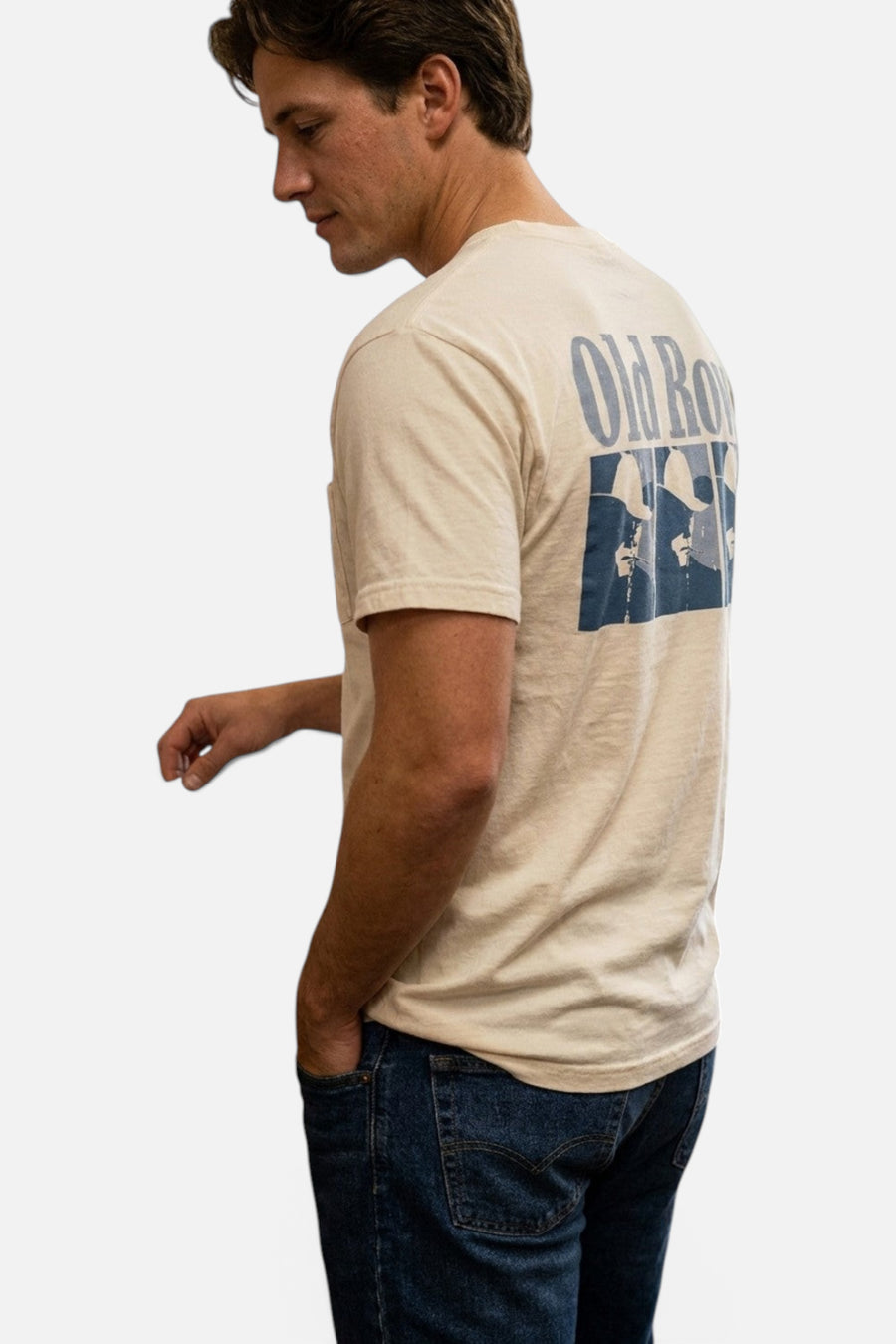 Old Row Smokin' Cowboy Repeat Pocket Tee in Ivory – back view