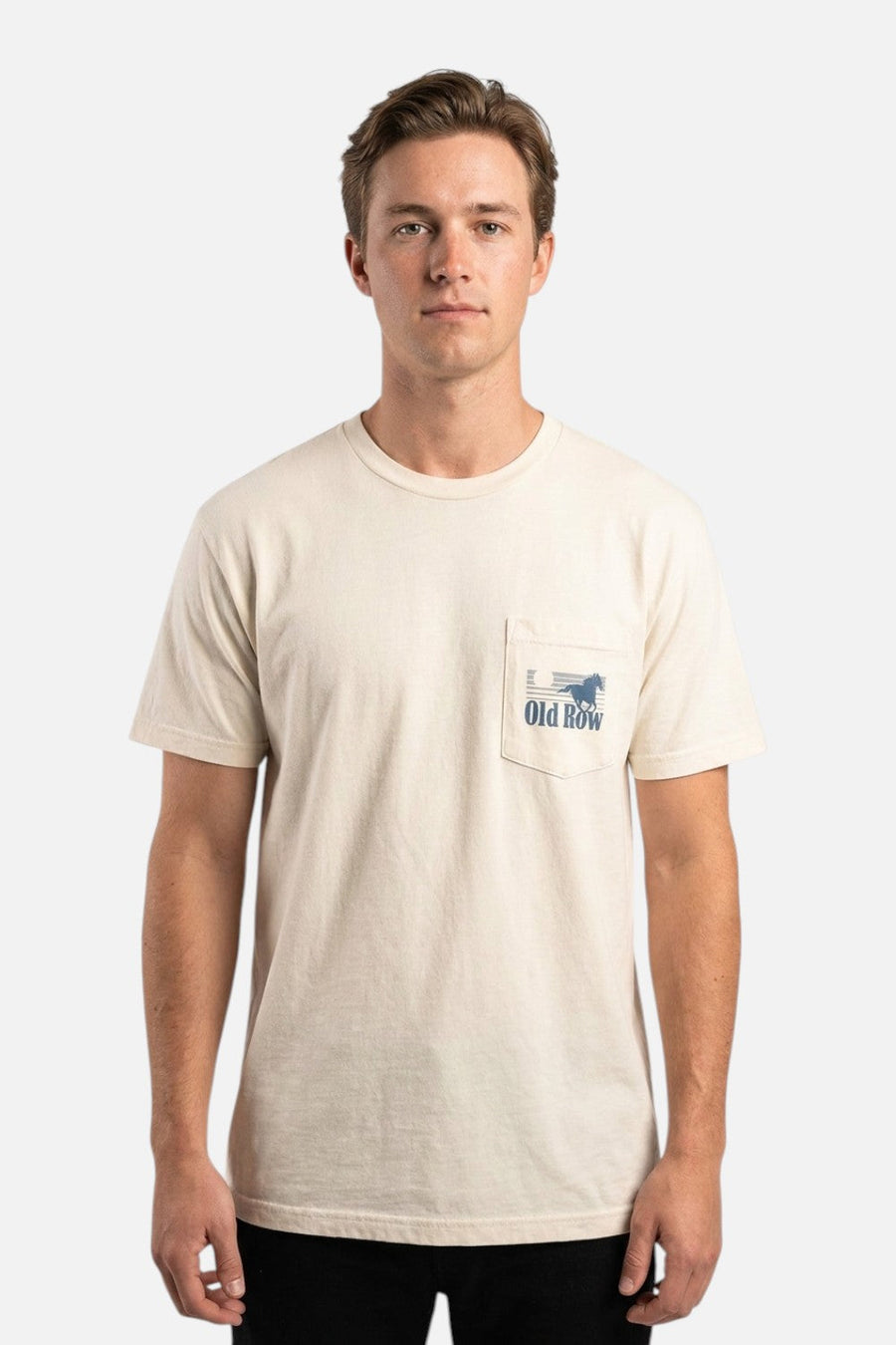 Old Row Smokin' Cowboy Repeat Pocket Tee in Ivory – flat lay