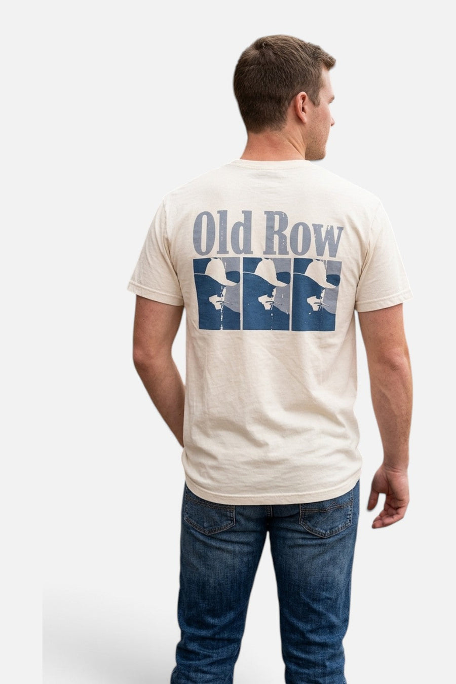 Old Row Smokin' Cowboy Repeat Pocket Tee in Ivory – back view
