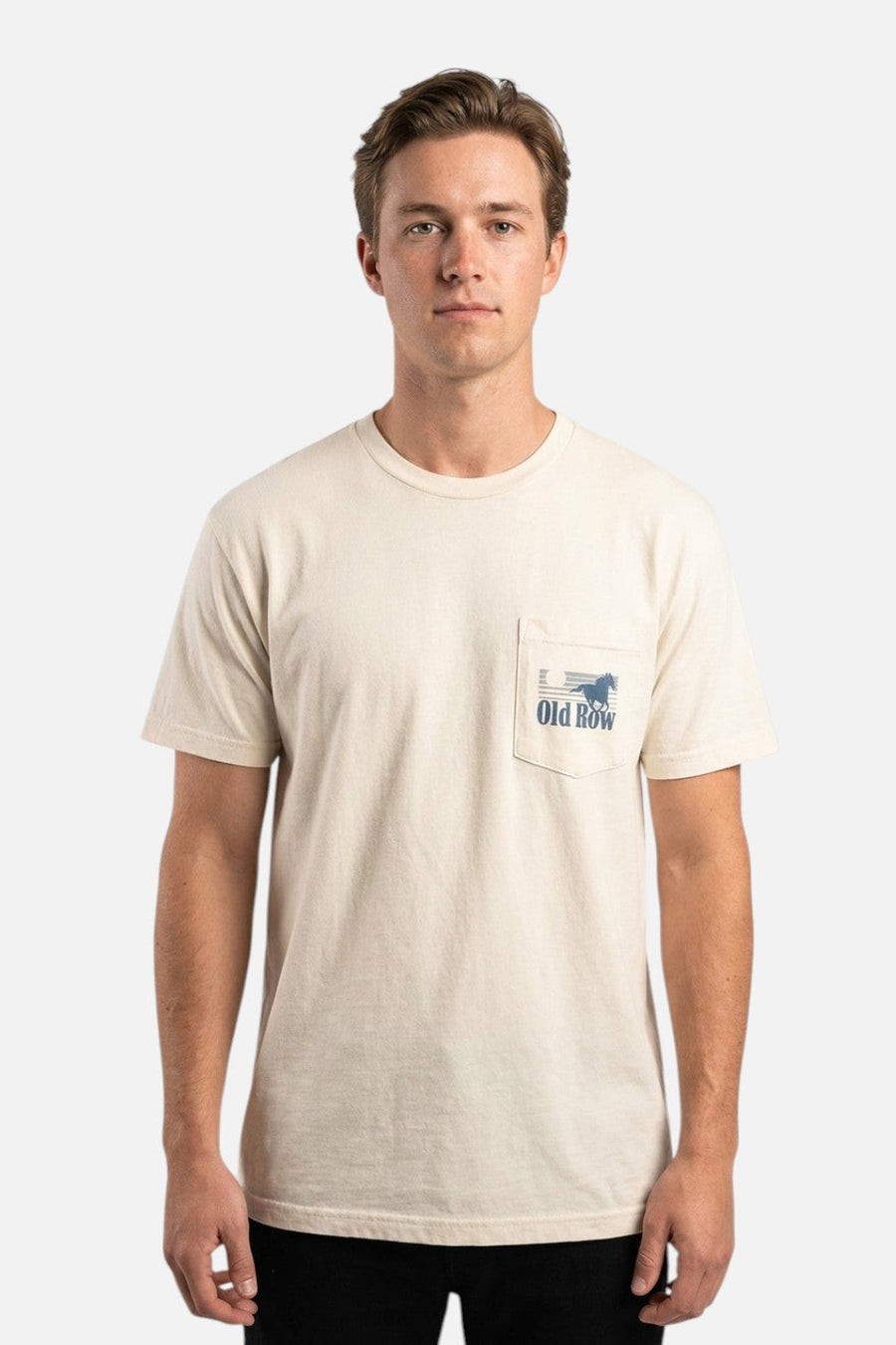 Old Row Smokin' Cowboy Repeat Pocket Tee in Ivory – front view