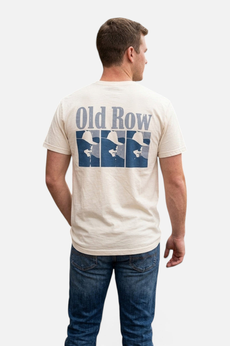 Old Row Smokin' Cowboy Repeat Pocket Tee in Ivory – back view