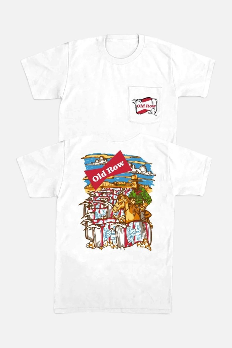 Old Row The Beer Herder Pocket Tee in White – front view