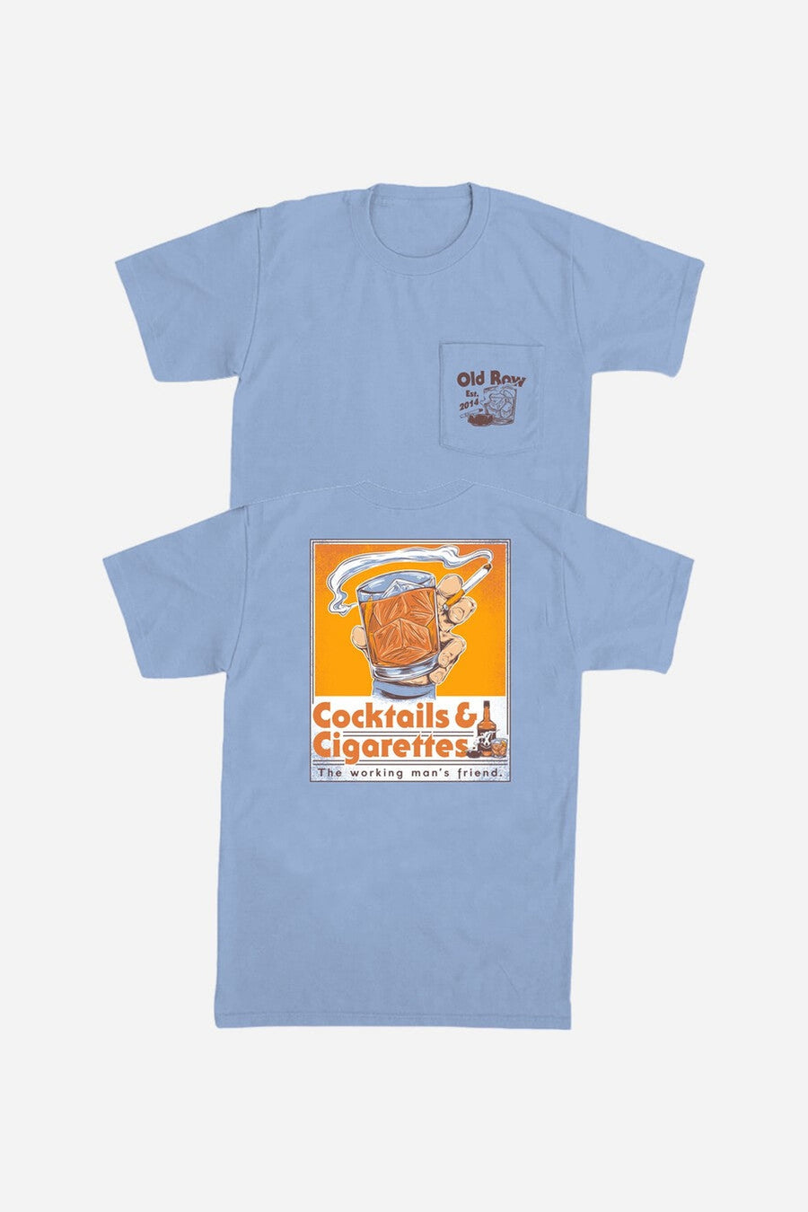 Old Row The Cocktails & Cigarettes Pocket Tee in Washed Denim – side view