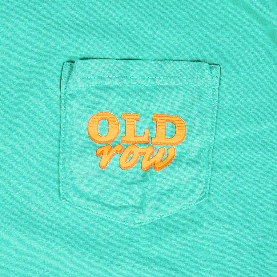 Old Row The Hair of the Dog Pocket Tee in Island Green – side view
