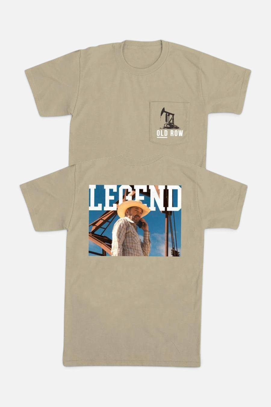 Old Row The Texas Oilman Legend Pocket Tee in Khaki – front view
