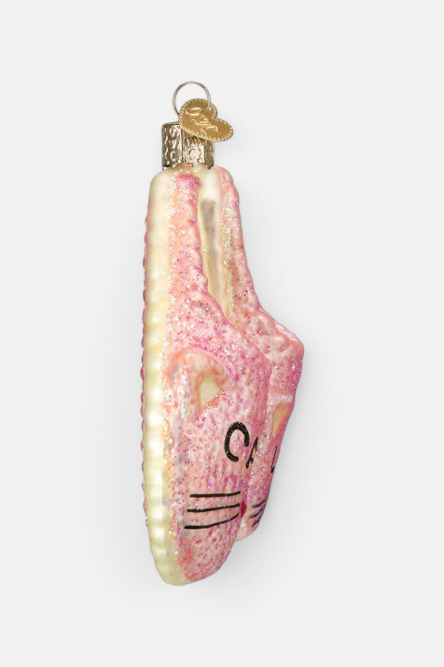 Old World Christmas Cat Lady Slippers Ornament – side view