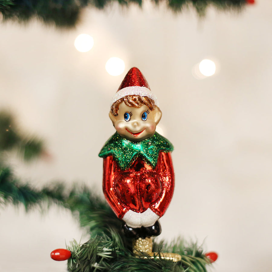 Old World Christmas Christmas Pixie With Clip – back view