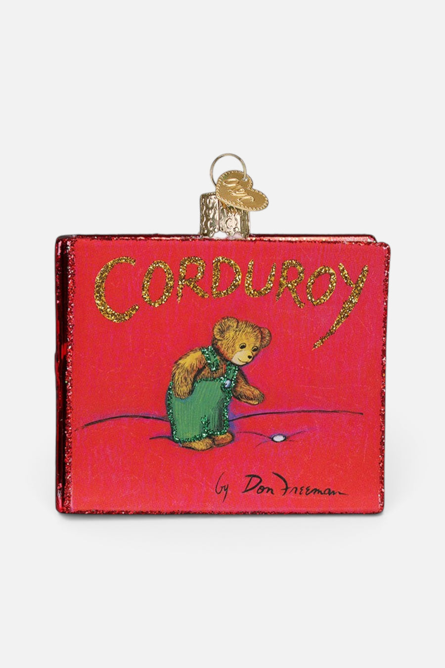 Old World Christmas Corduroy Book Ornament – back view