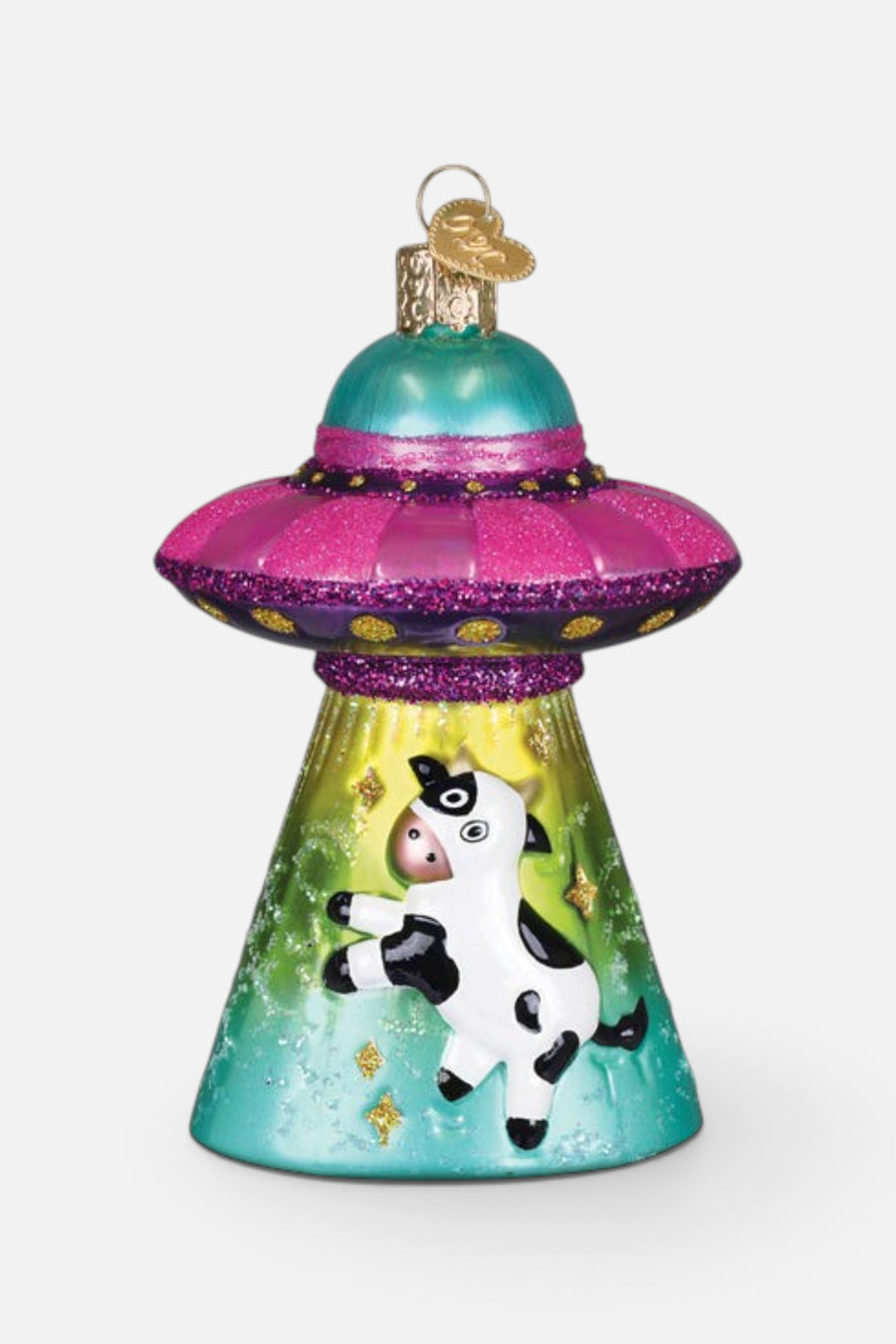 Old World Christmas Cow Abduction Ornament – detail
