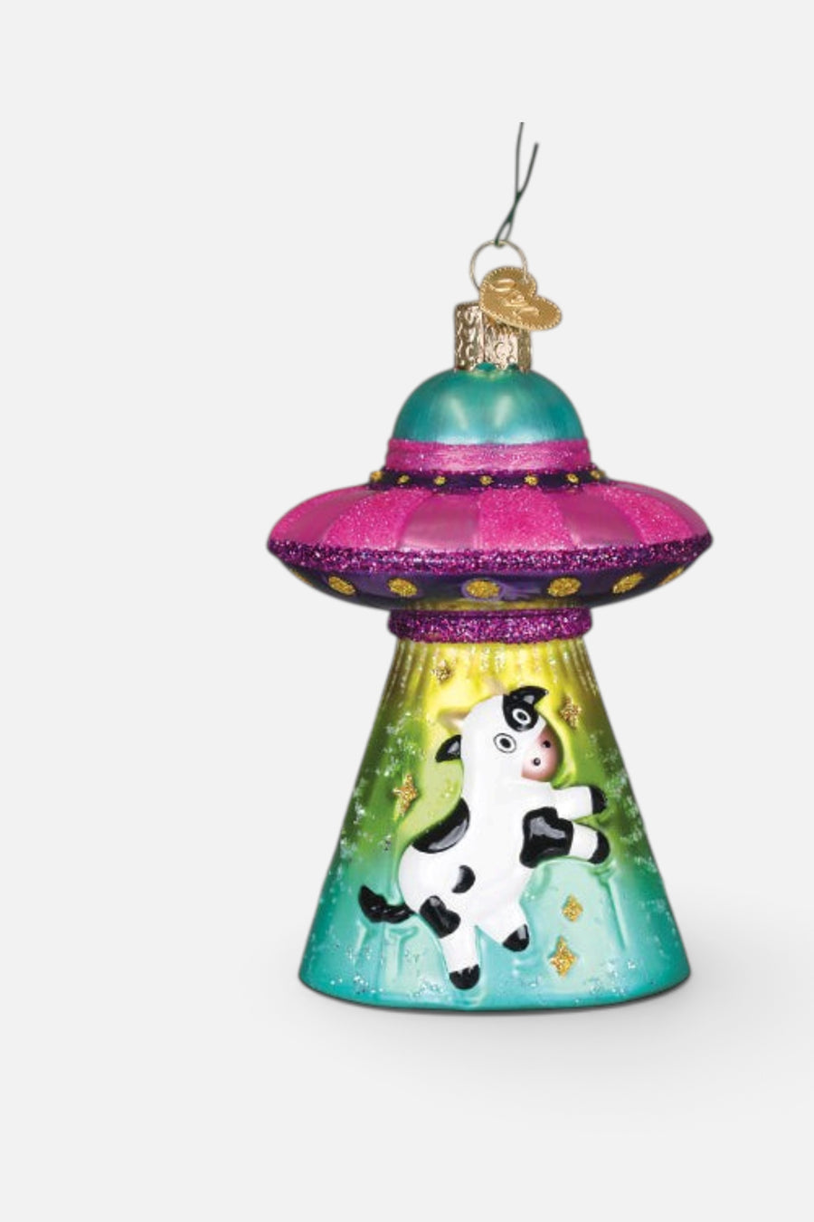 Old World Christmas Cow Abduction Ornament – front view
