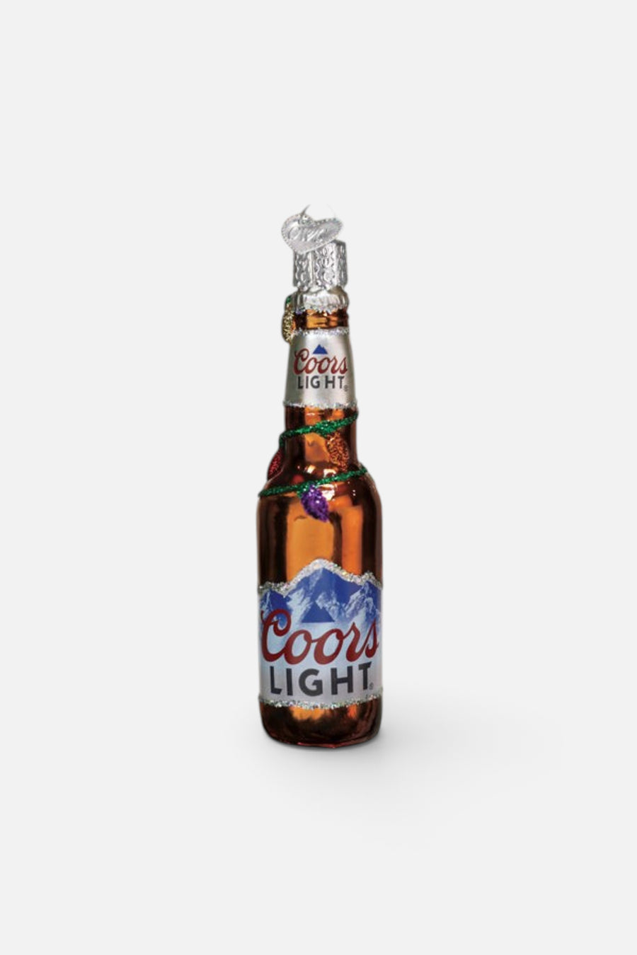 Old World Christmas Holiday Coors Light Bottle Ornament – detail