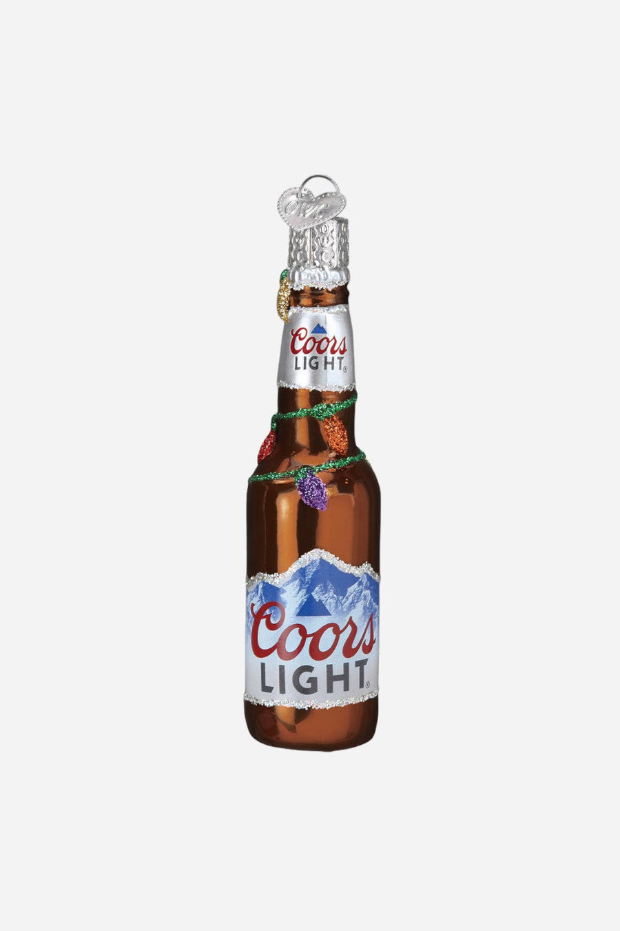 Old World Christmas Holiday Coors Light Bottle Ornament – front view