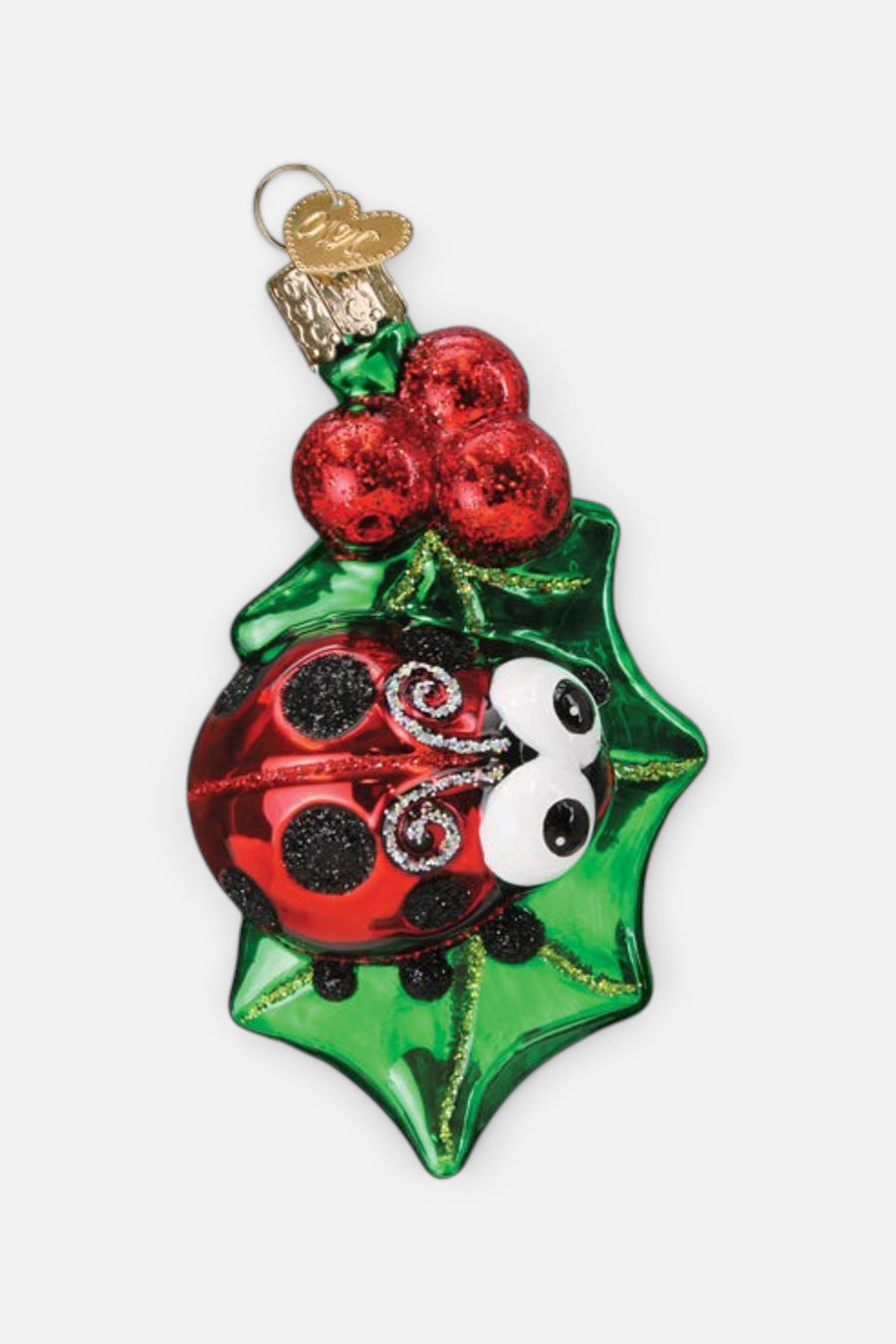 Old World Christmas Holly Ladybug Ornament – back view