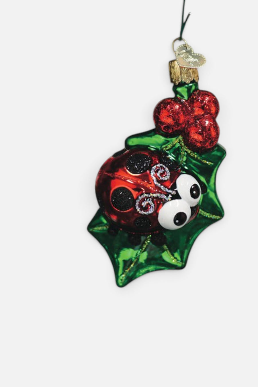 Old World Christmas Holly Ladybug Ornament – front view