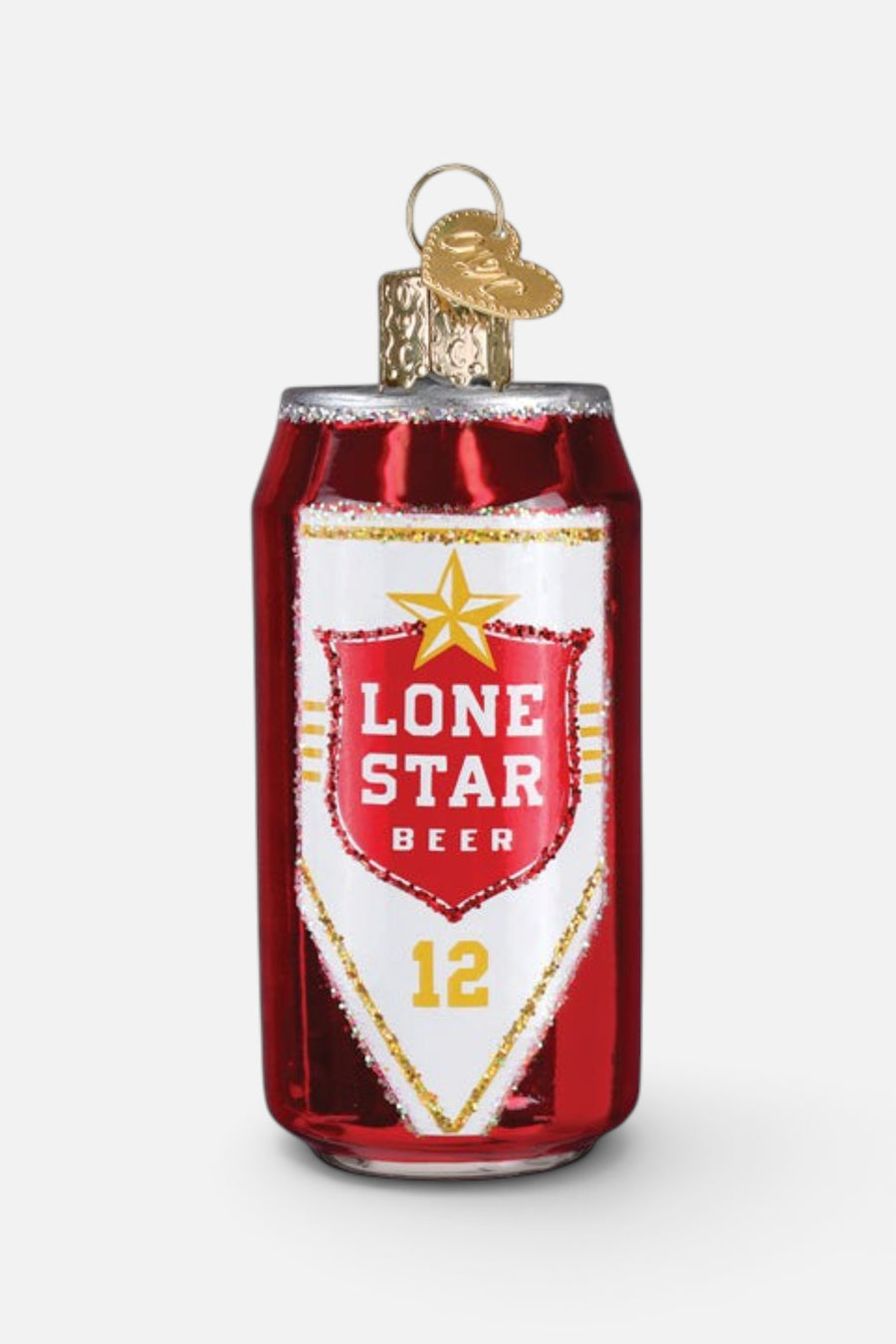 Old World Christmas Lone Star Beer Can Ornament – back view