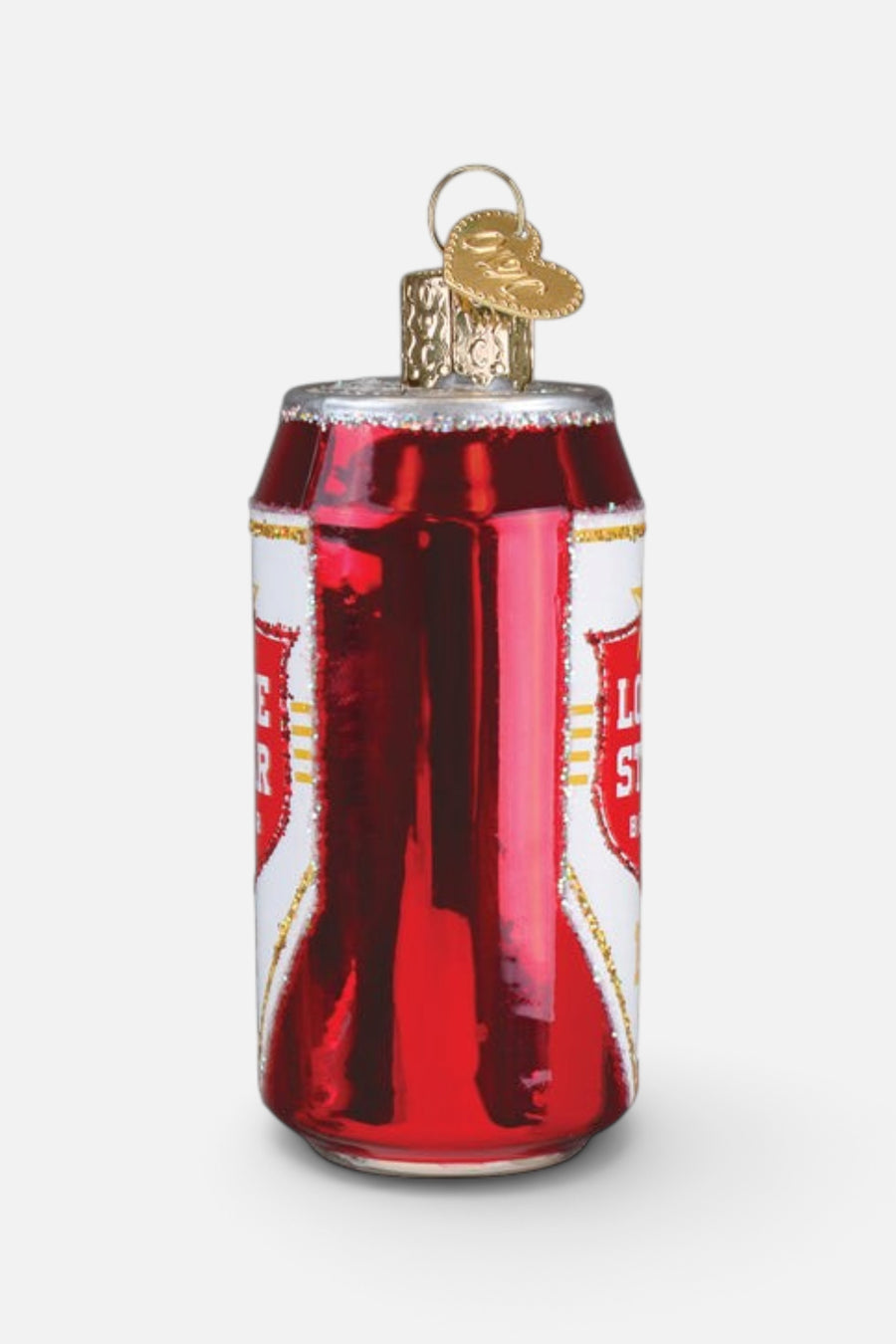 Old World Christmas Lone Star Beer Can Ornament – detail