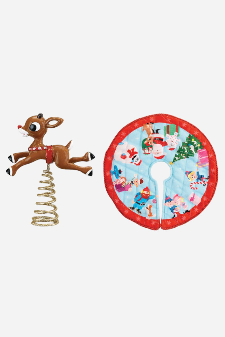Old World Christmas Mini Rudolph Tree Topper & Skirt – front view