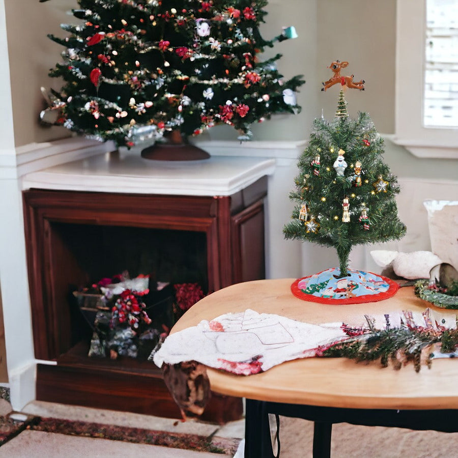 Old World Christmas Mini Rudolph Tree Topper & Skirt – side view