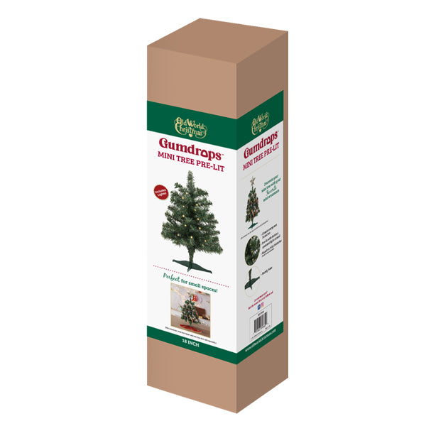 Old World Christmas Mini Tree Pre-Lit – side view