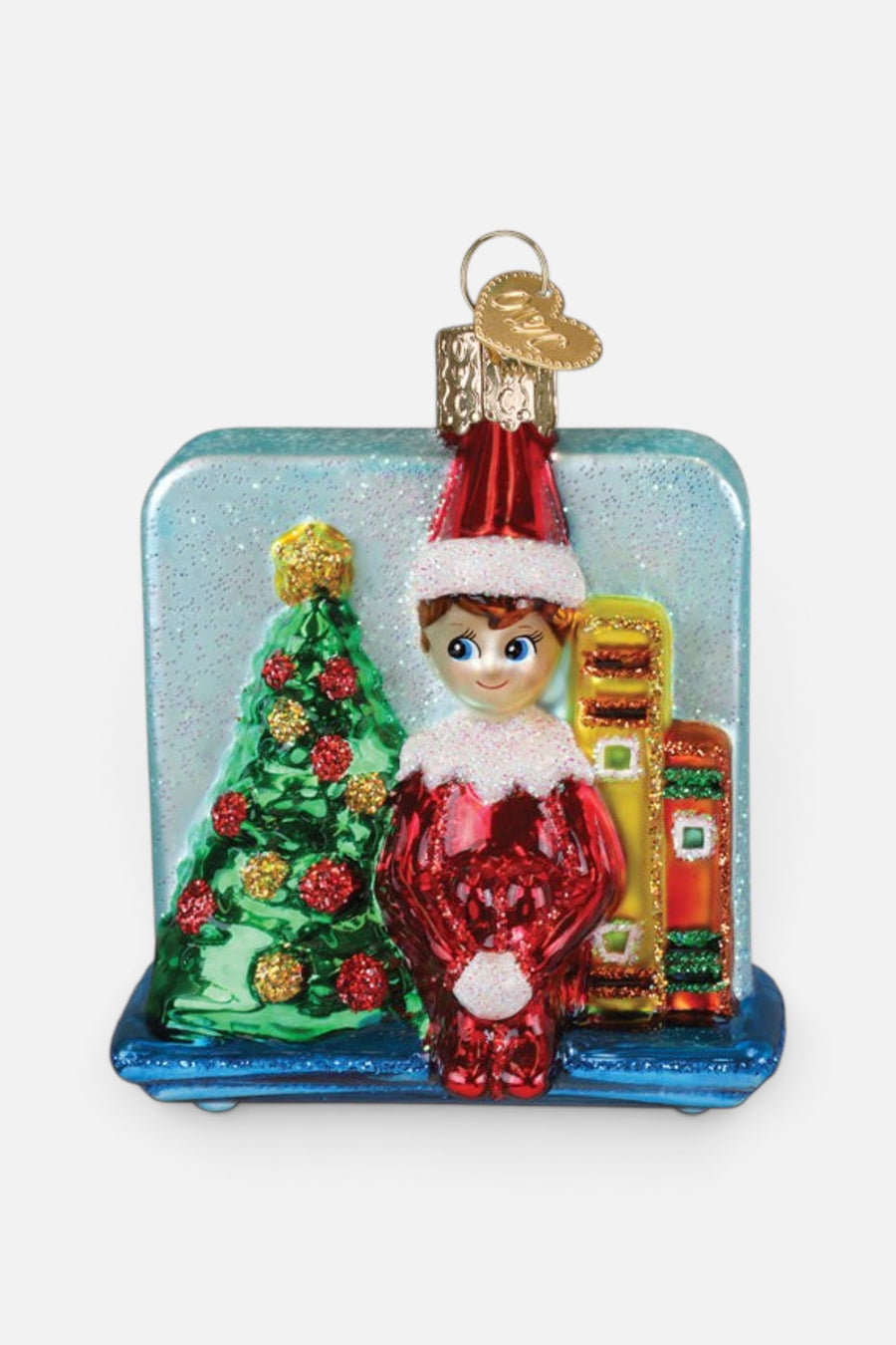Old World Christmas Scout Elf Storytime Ornament – back view