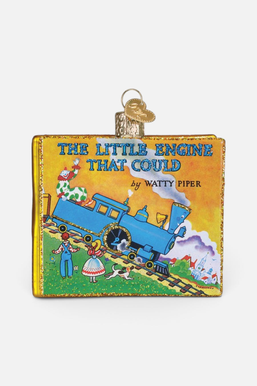 Old World Christmas The Little Engine That Could Book Ornament – back view