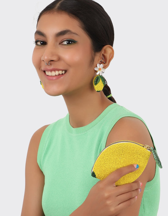 Olivia Dar Coin Pouch Purse in Lemon – side view