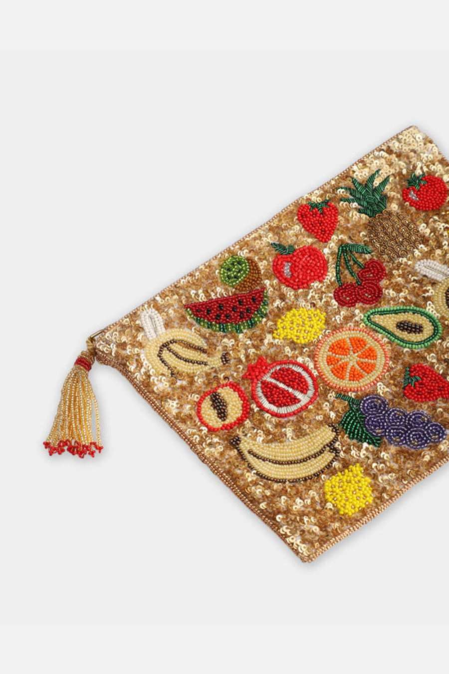 Olivia Dar Mixed Fruits Pouch Jewelry Bag Small in Gold – back view