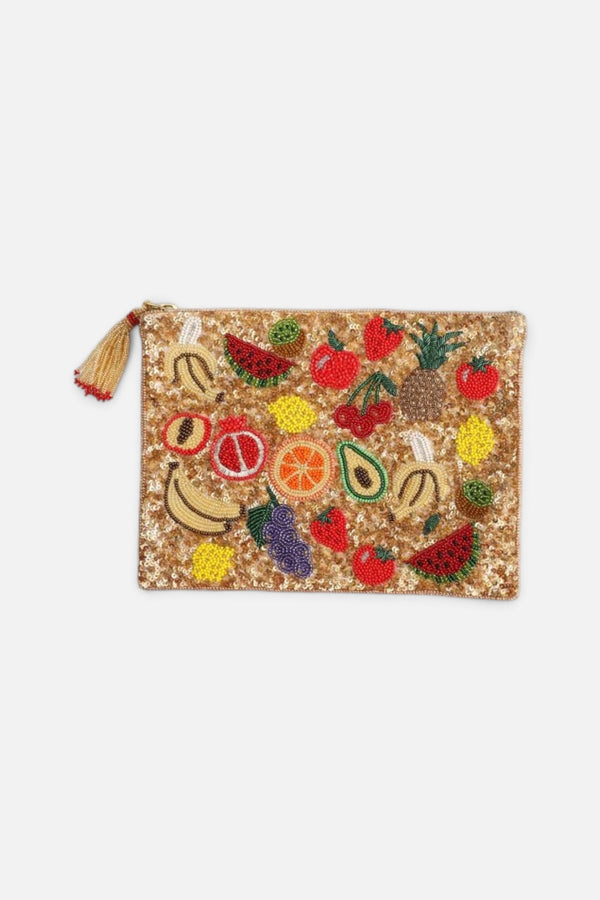 Olivia Dar Mixed Fruits Pouch Jewelry Bag Small in Gold