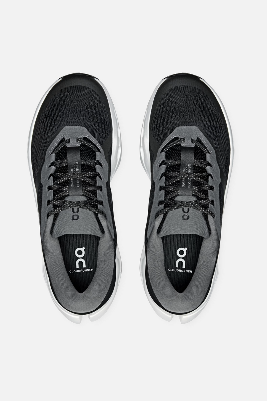On Cloudrunner 3 Women's Sneakers in Black & Ivory – flat lay