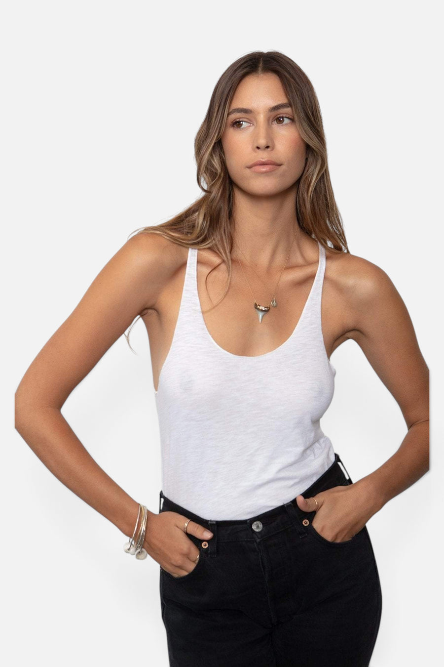 On Repeat Tank in White – detail