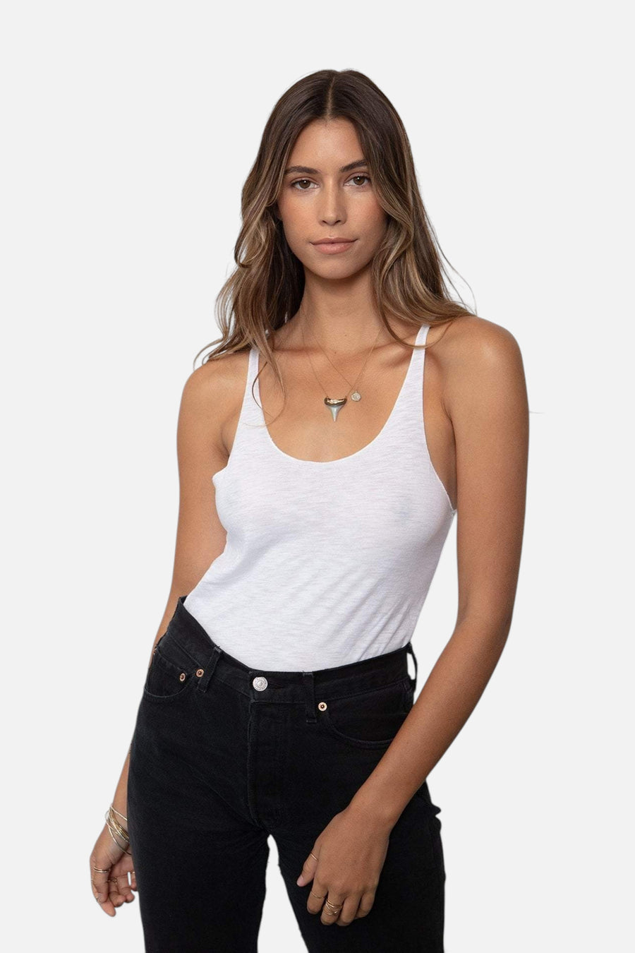 On Repeat Tank in White – flat lay