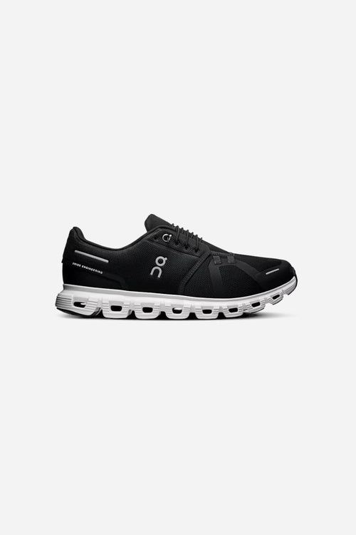On Running Men's Cloud 6 in Black & White – front view