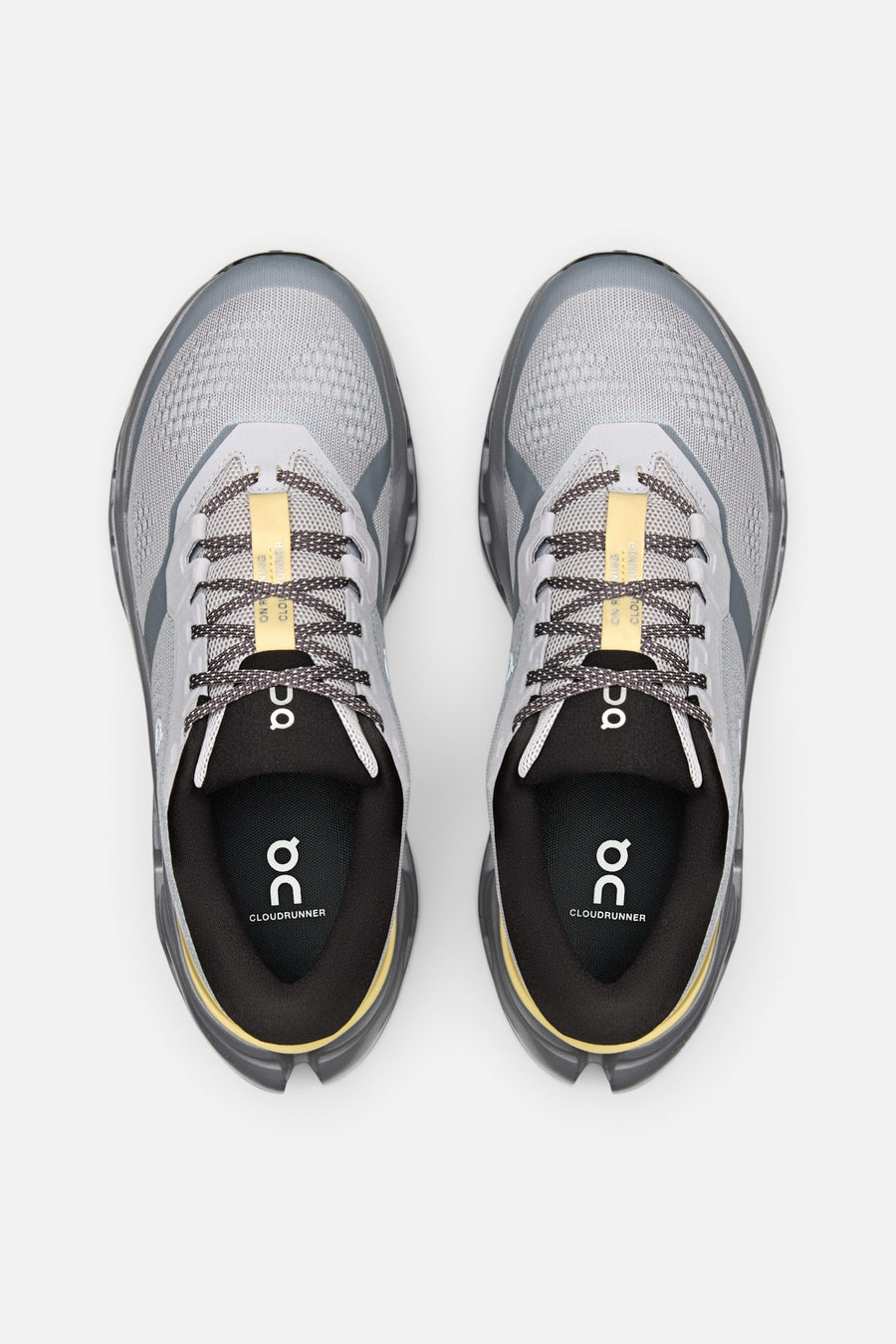 On Running Men's Cloudrunner 3 in Platinum and Squash – top view