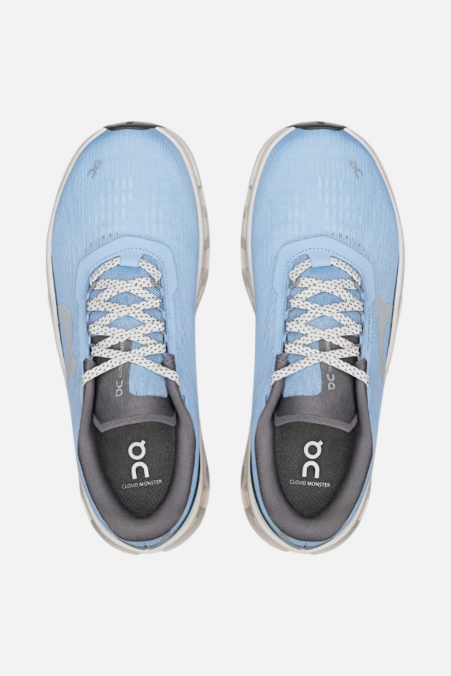 On Running Women's Cloudmonster 1 in Cerulean and Ice – side view