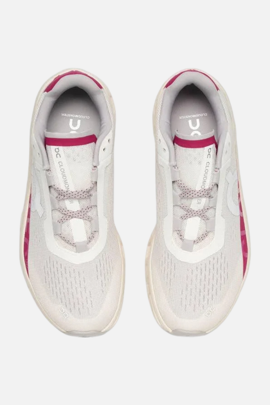 On Running Women's Cloudmonster in Ivory/Grenadine – detail