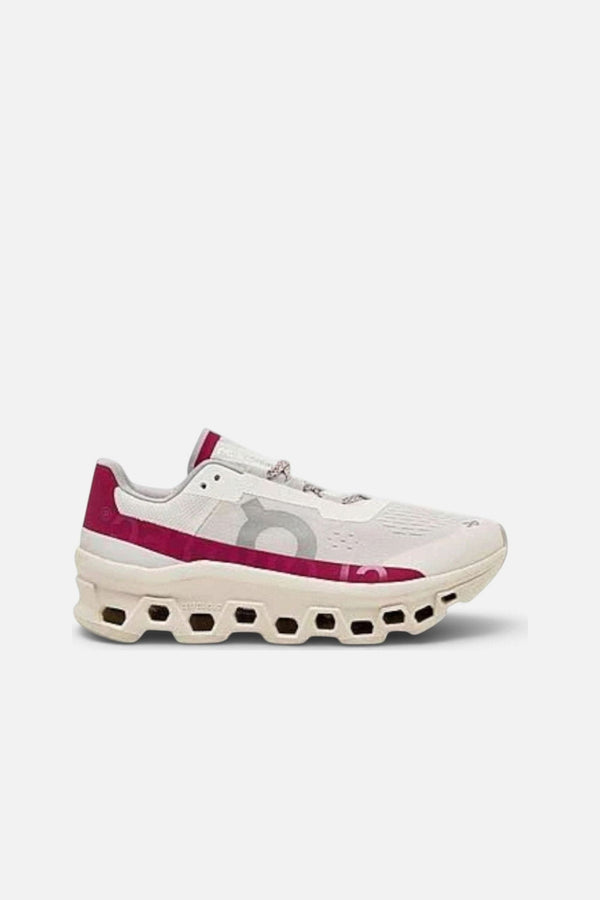 On Running Women's Cloudmonster in Ivory/Grenadine