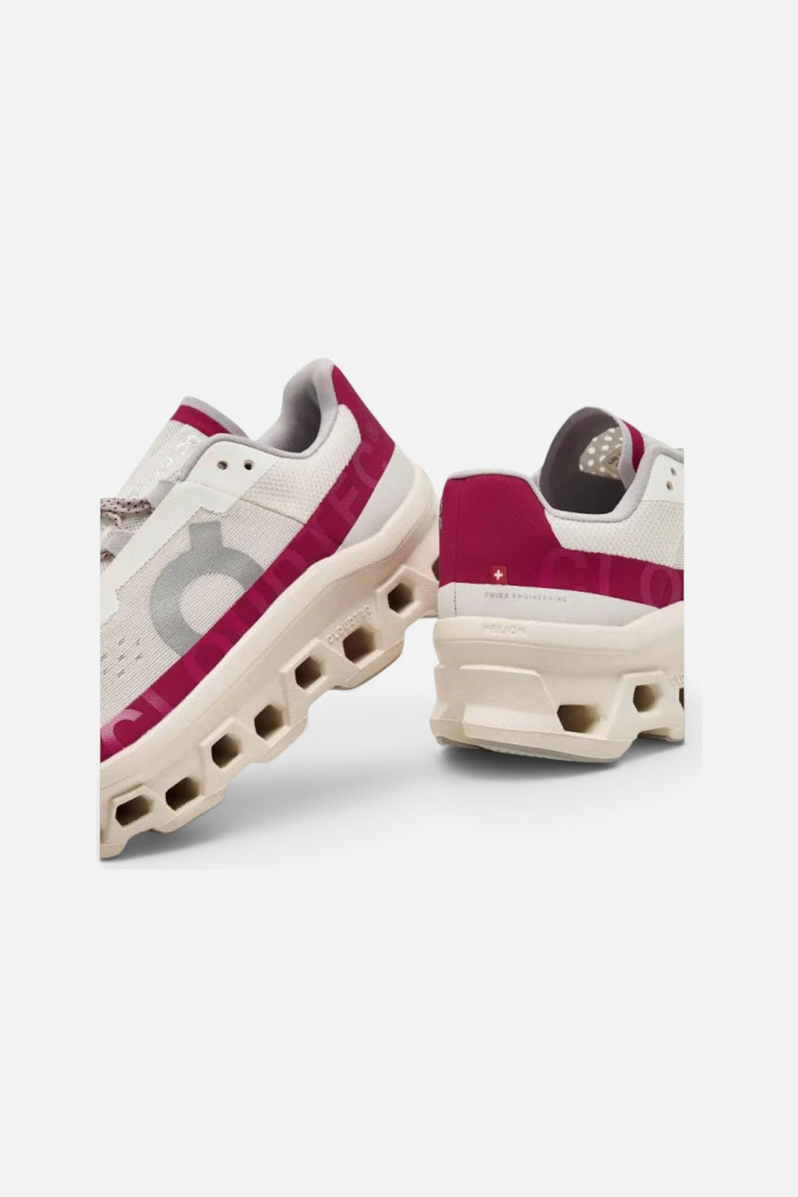 On Running Women's Cloudmonster in Ivory/Grenadine – detail