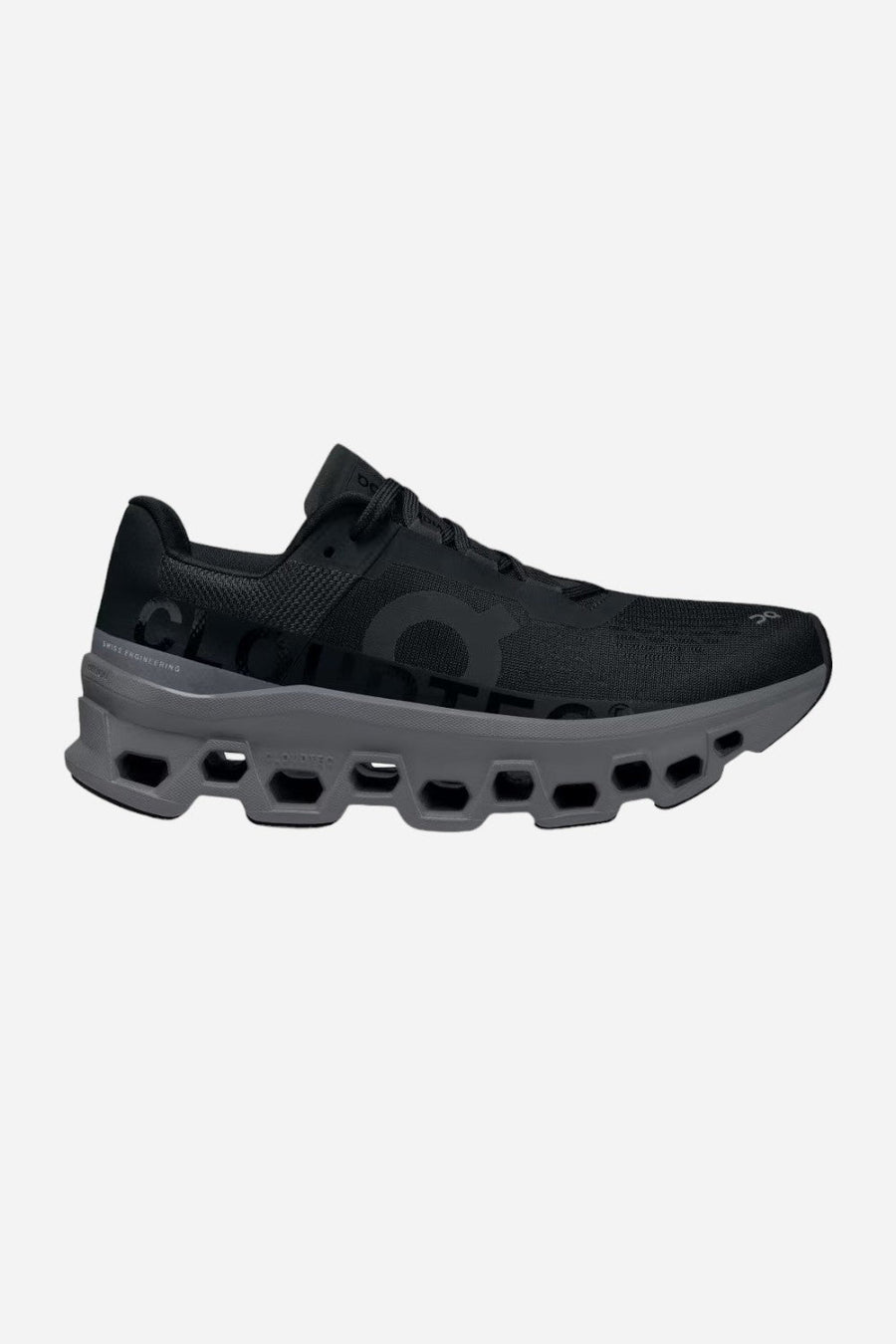 On Running Women's Cloudmonster Sneakers in Black Magnet – front view