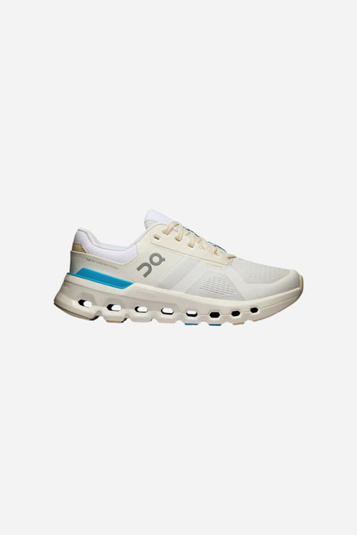 On Running Women's Cloudrunner 2 in White & Horizon – front view