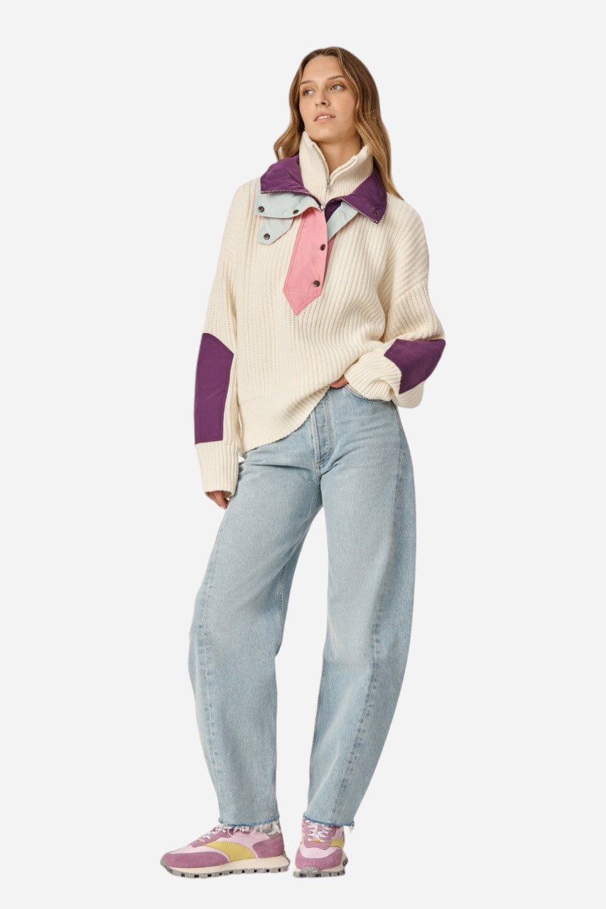 Oncept Taos Wool Knit Sweater in Vanilla – flat lay
