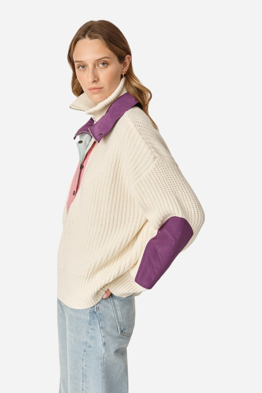 Oncept Taos Wool Knit Sweater in Vanilla – on model