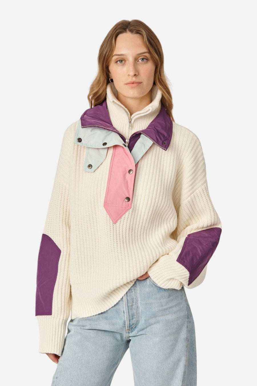 Oncept Taos Wool Knit Sweater in Vanilla – on model