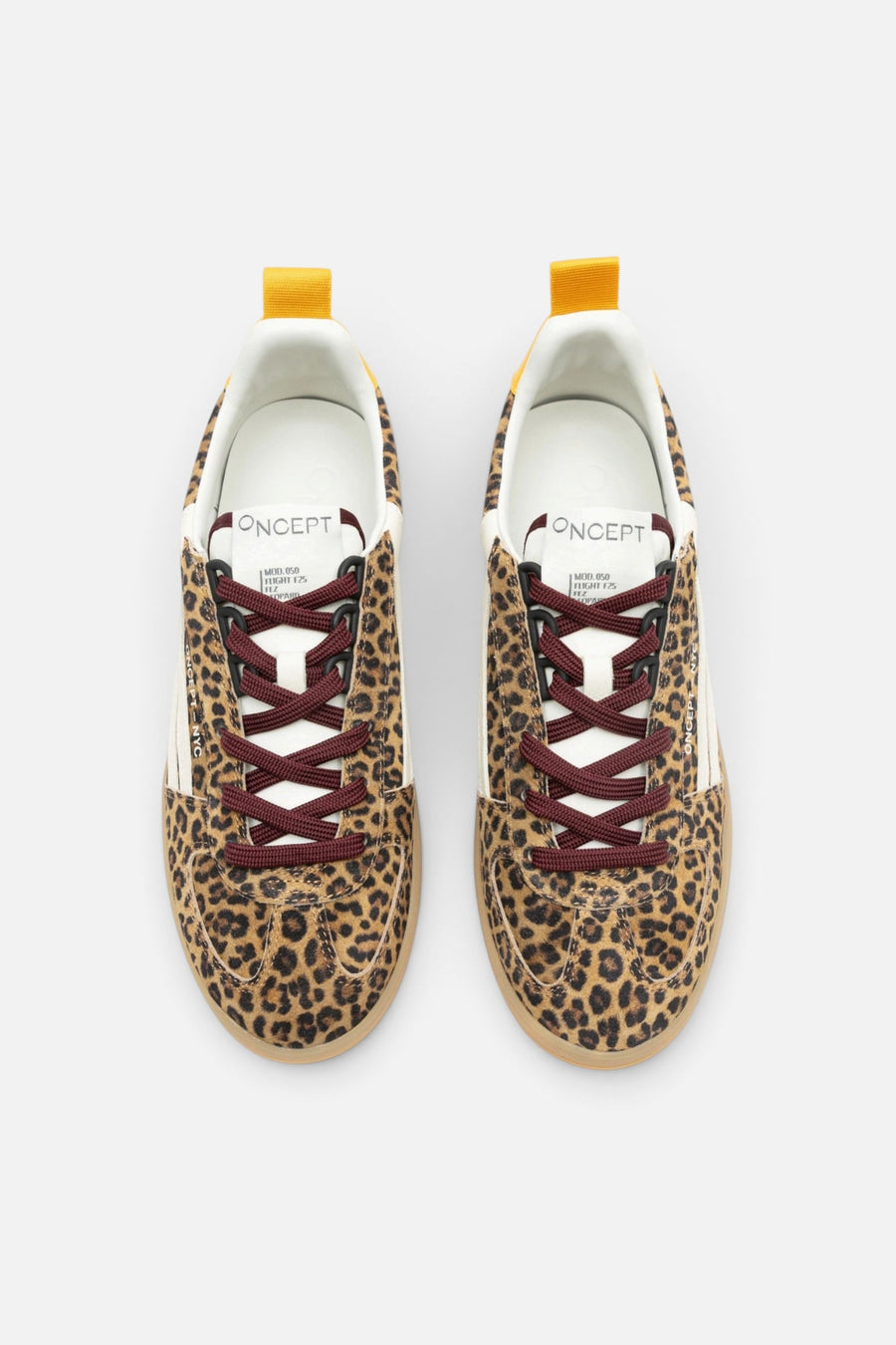 Oncept Women's Fez Court Sneaker in Leopard – top view