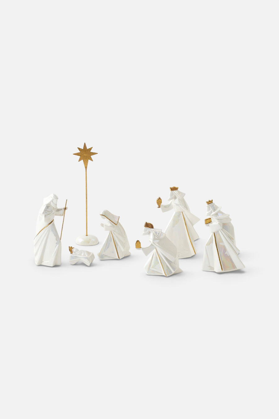 One Hundred 80 Degrees Glazed Porcelain Nativity, Set of 7 – front view