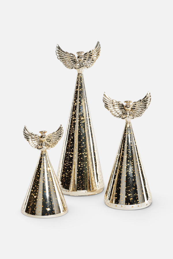 One Hundred 80 Degrees Lighted Glass Angels, Set of 3