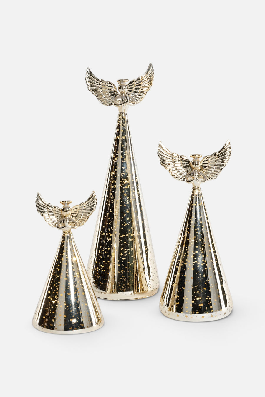One Hundred 80 Degrees Lighted Glass Angels, Set of 3 – front view
