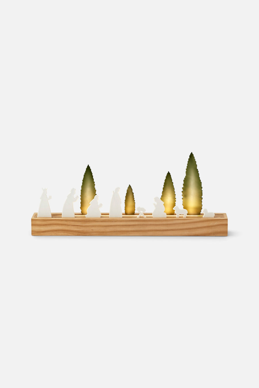 One Hundred 80 Degrees Lit Nativity with Wood Base – front view