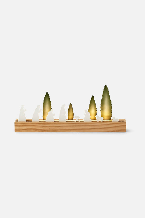 One Hundred 80 Degrees Lit Nativity with Wood Base