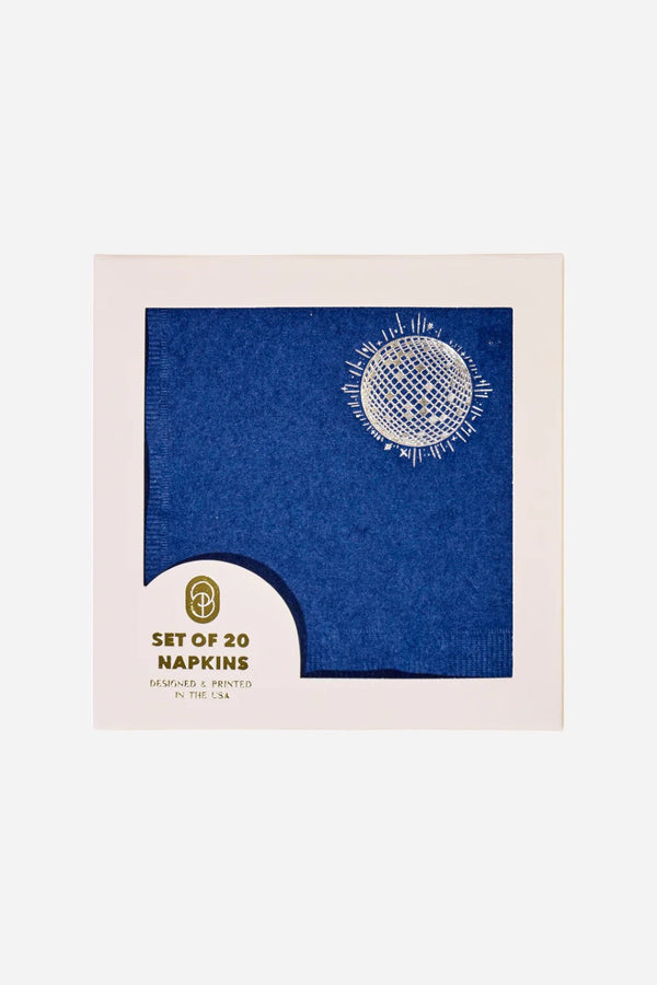 One & Only Paper Navy Disco Cocktail Paper Beverage Napkin - Set of 20