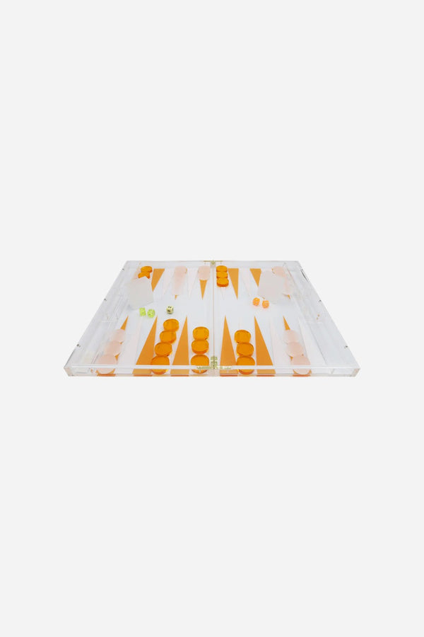 Orange & Clear Lucite Backgammon Set